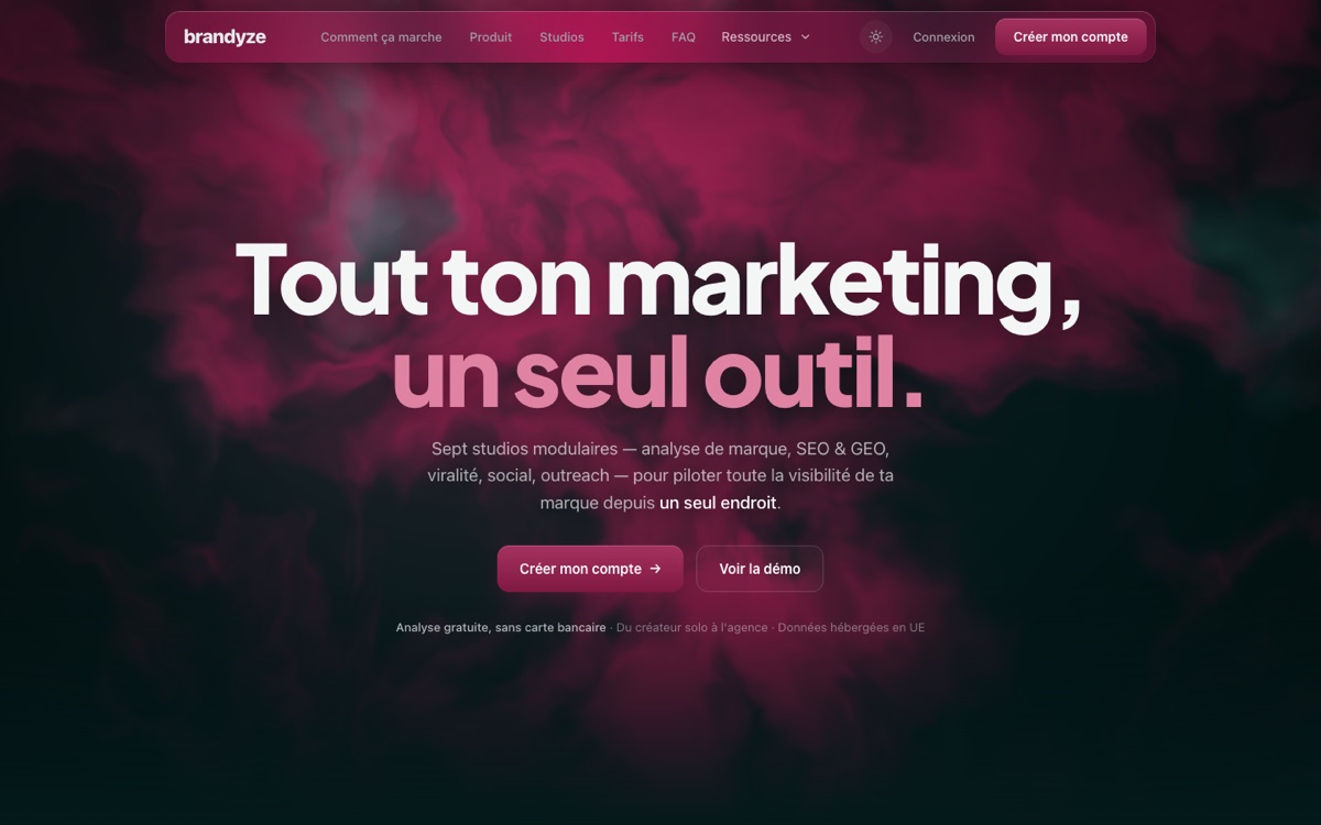 Aperçu du site Brandyze sur ordinateur