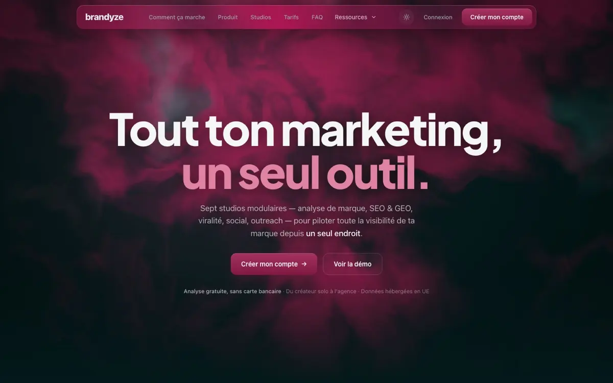 Aperçu du site Brandyze sur ordinateur