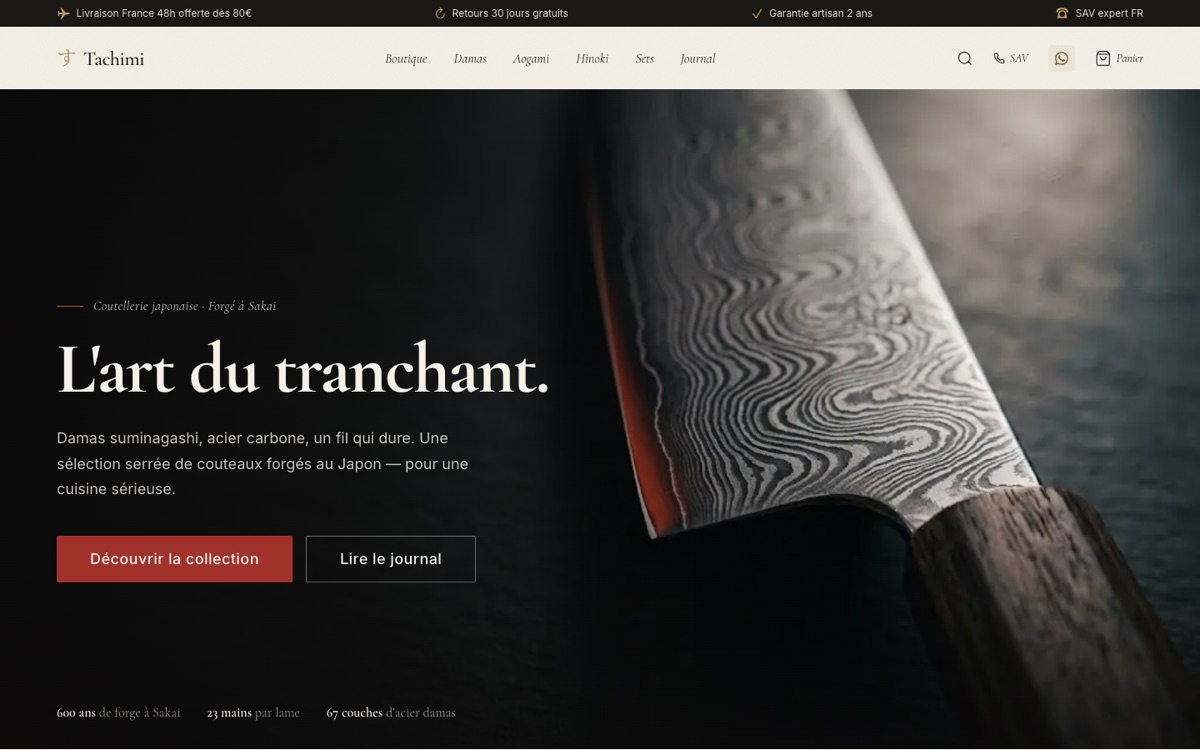 Aperçu du site Tachimi sur ordinateur