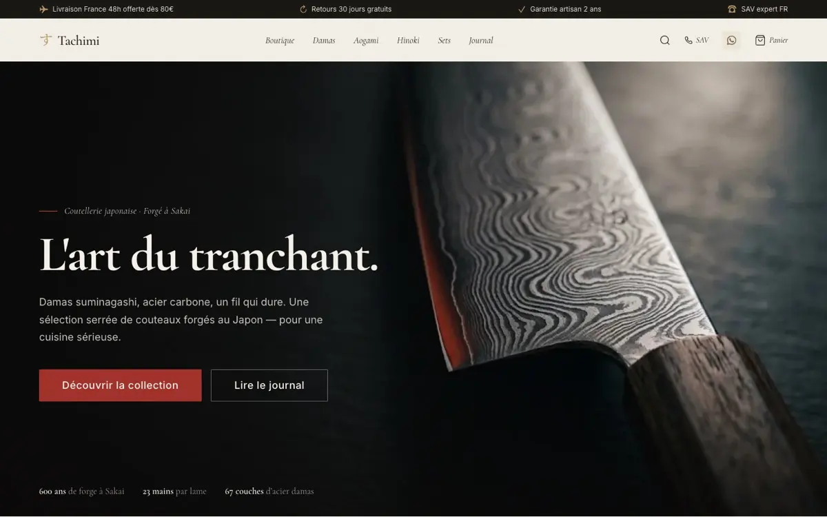 Aperçu du site Tachimi sur ordinateur